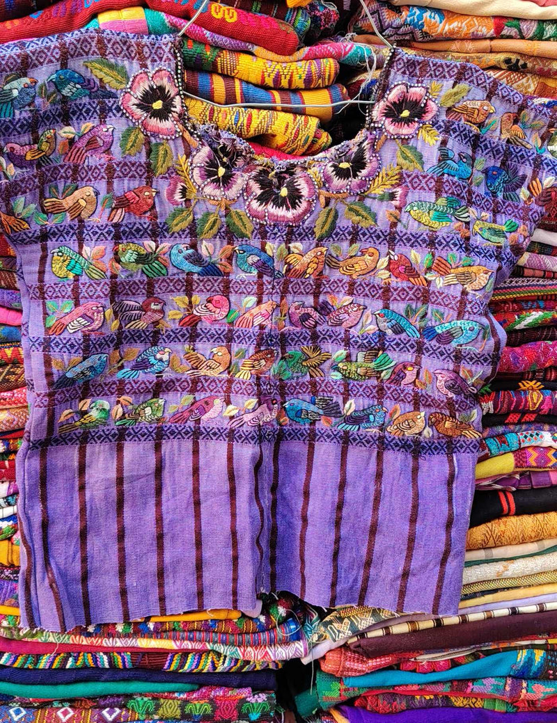 Purple with Colourful Birds Santiago Huipil #9-138