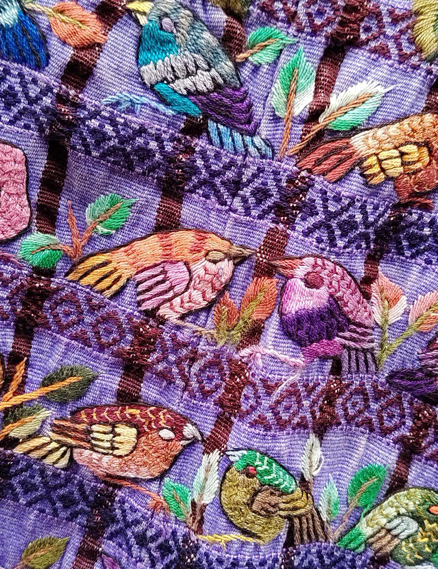 Purple with Colourful Birds Santiago Huipil #9-138