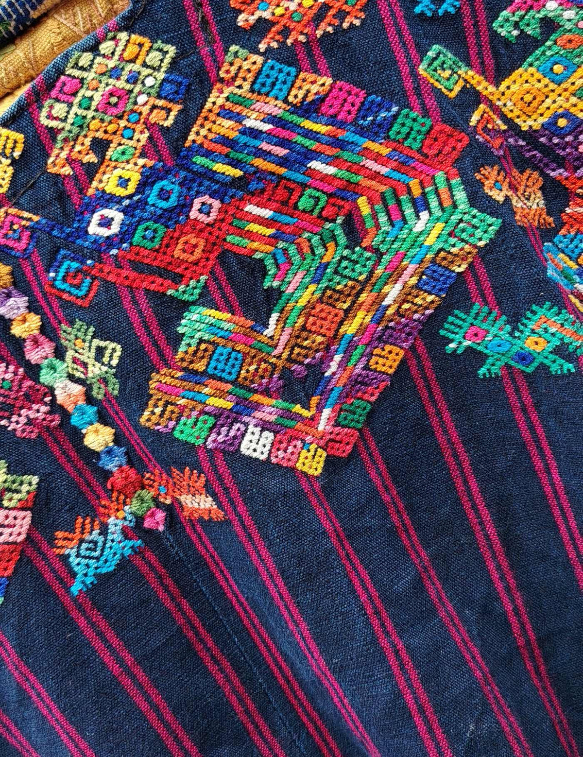 Indigo with Quetzales Nahualá Huipil #9-139