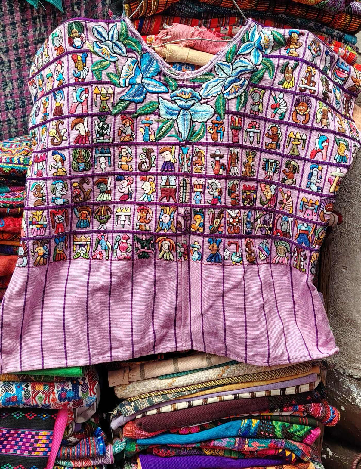 Pink with Mayans Santiago Huipil #9-141