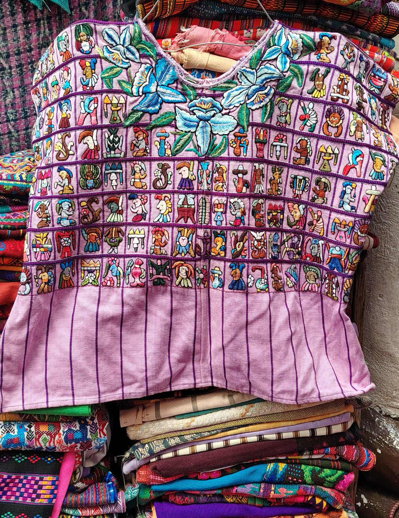 Pink with Mayans Santiago Huipil #9-141