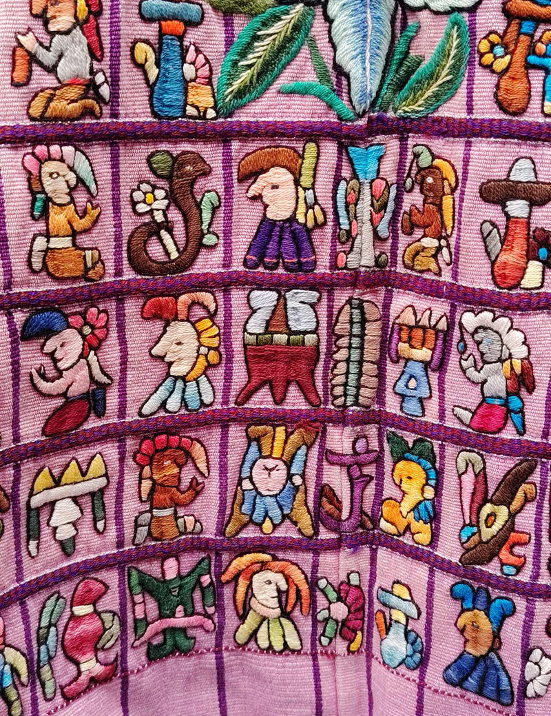 Pink with Mayans Santiago Huipil #9-141