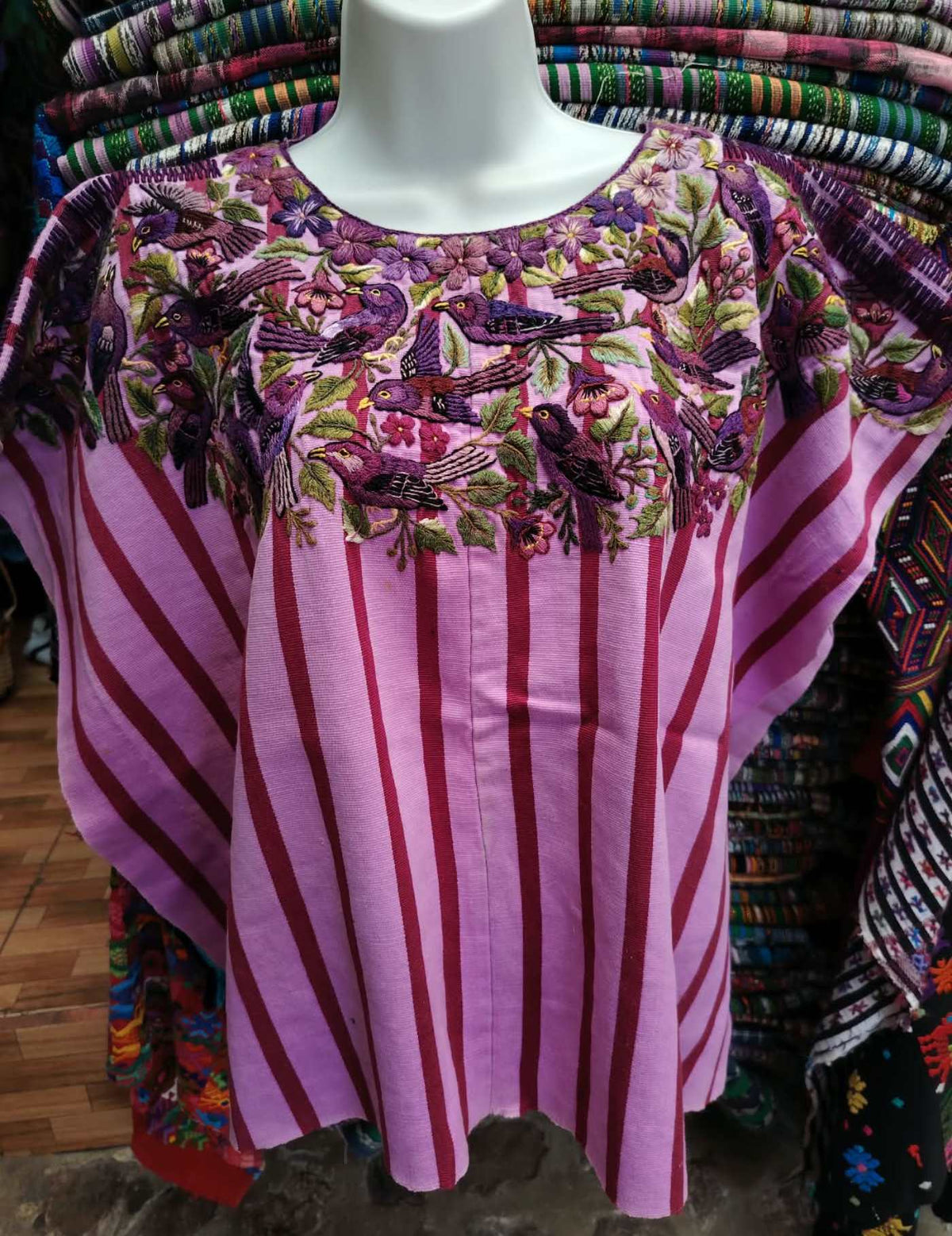 Pink and Red Striped Santiago Huipil #9-166