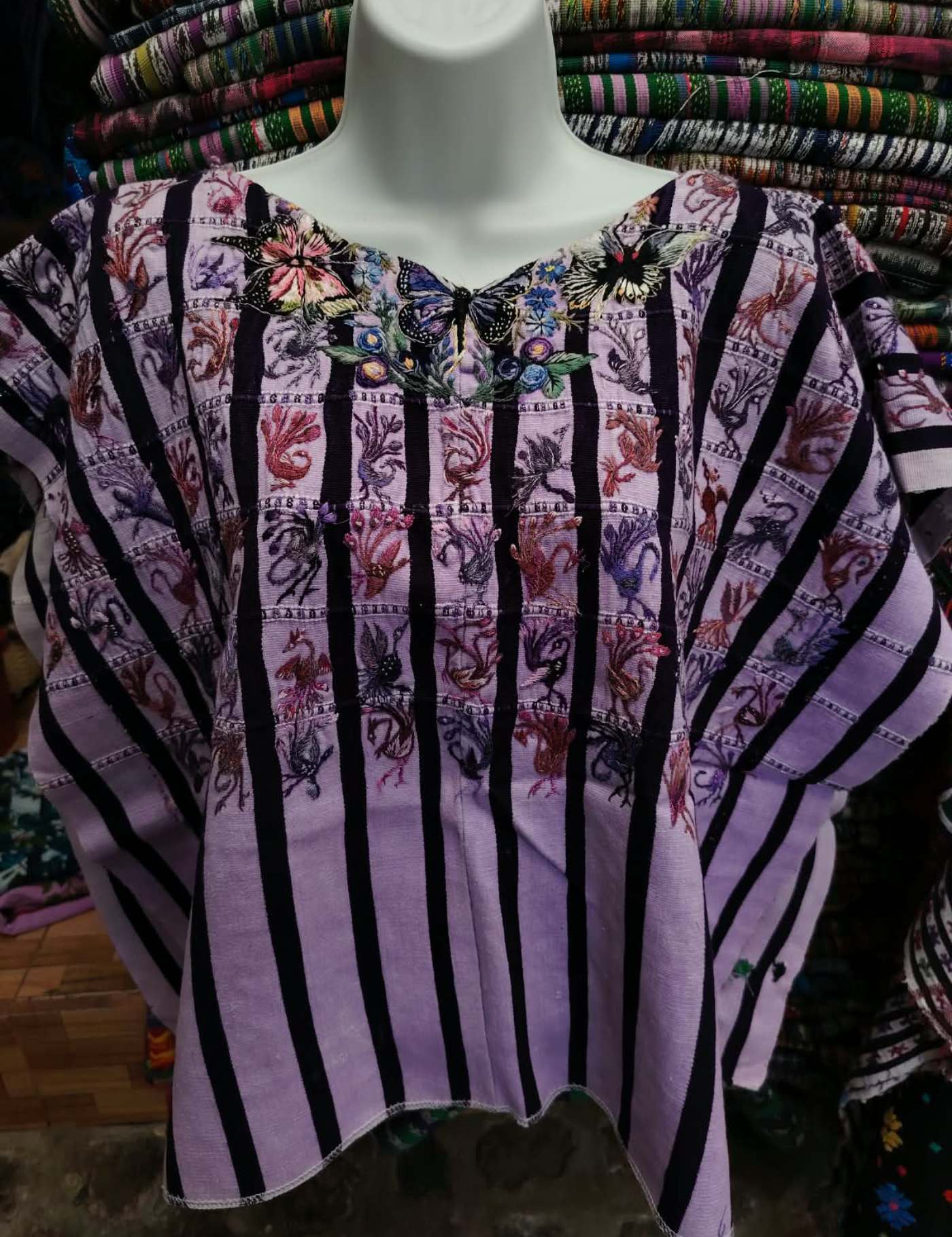 Lilac Birds and Butterflies Santiago Huipil #9-167