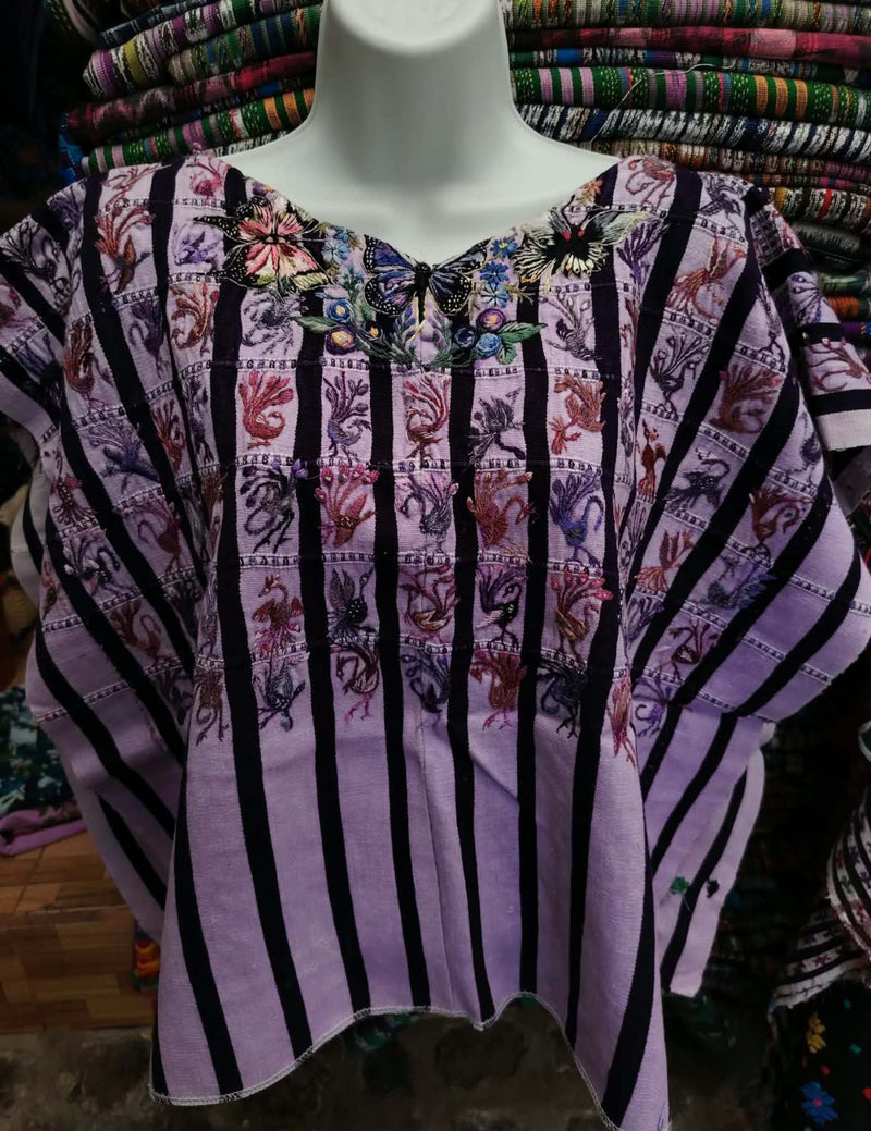 Lilac Birds and Butterflies Santiago Huipil #9-167