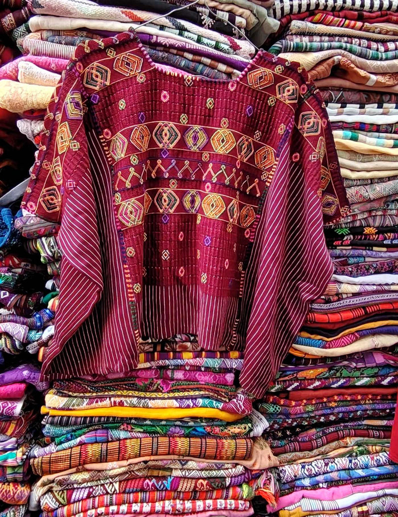 Burgundy and Gold Colotenango Huipil #9-202