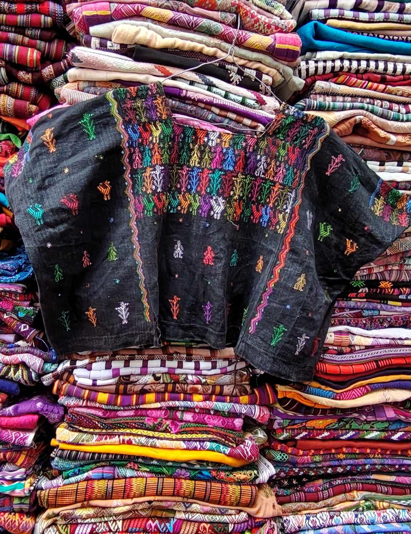 Colourful on Black Cobán Huipil #9-207