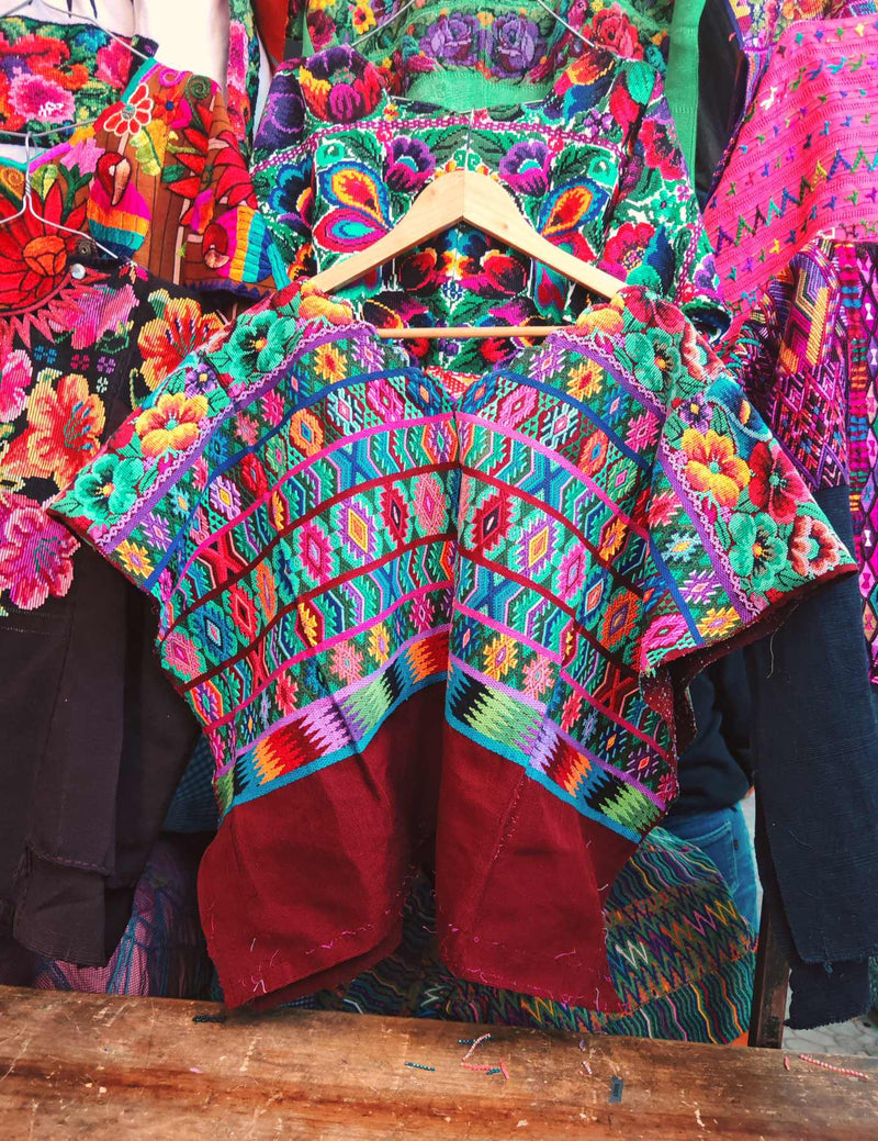 Green and Burgundy Comalapa Huipil #9-217