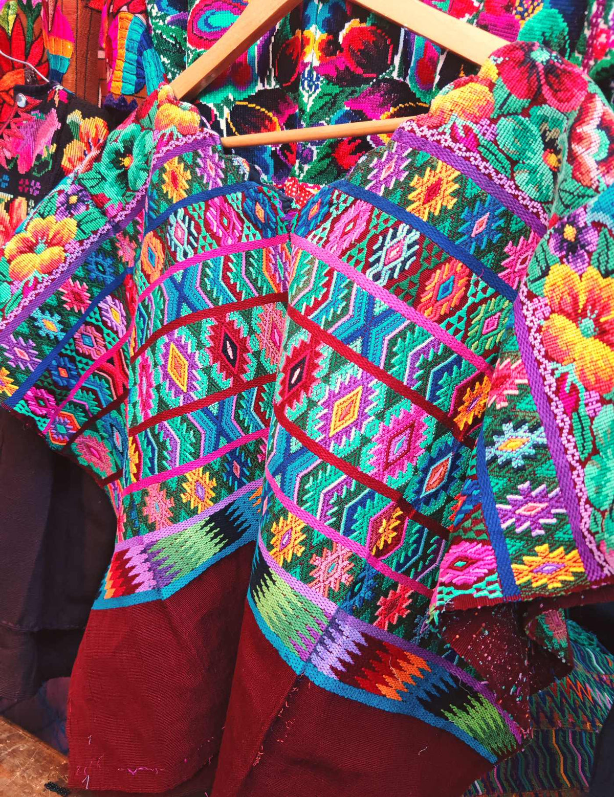 Green and Burgundy Comalapa Huipil #9-217