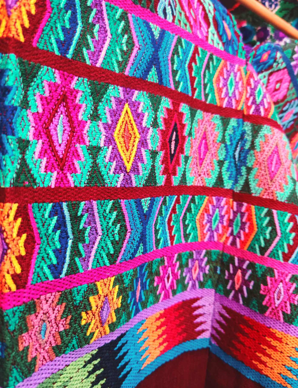 Green and Burgundy Comalapa Huipil #9-217