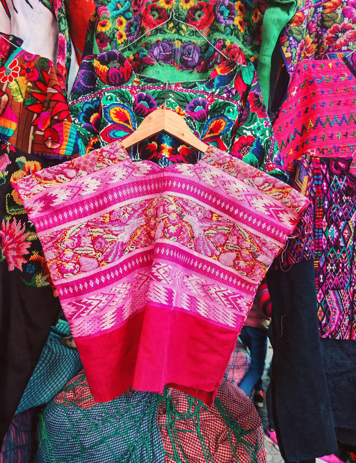 Pink and Red Comalapa Huipil #9-219