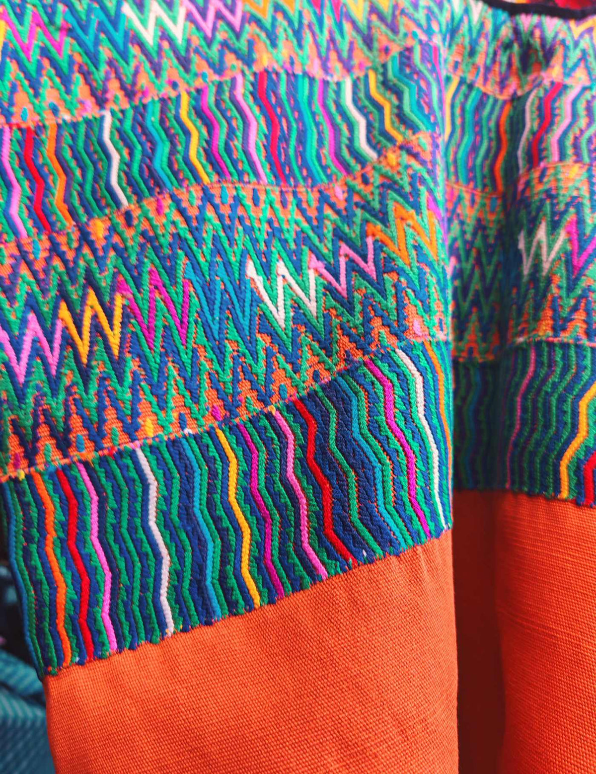 Blue and Terracotta Rabinal Huipil #9-220