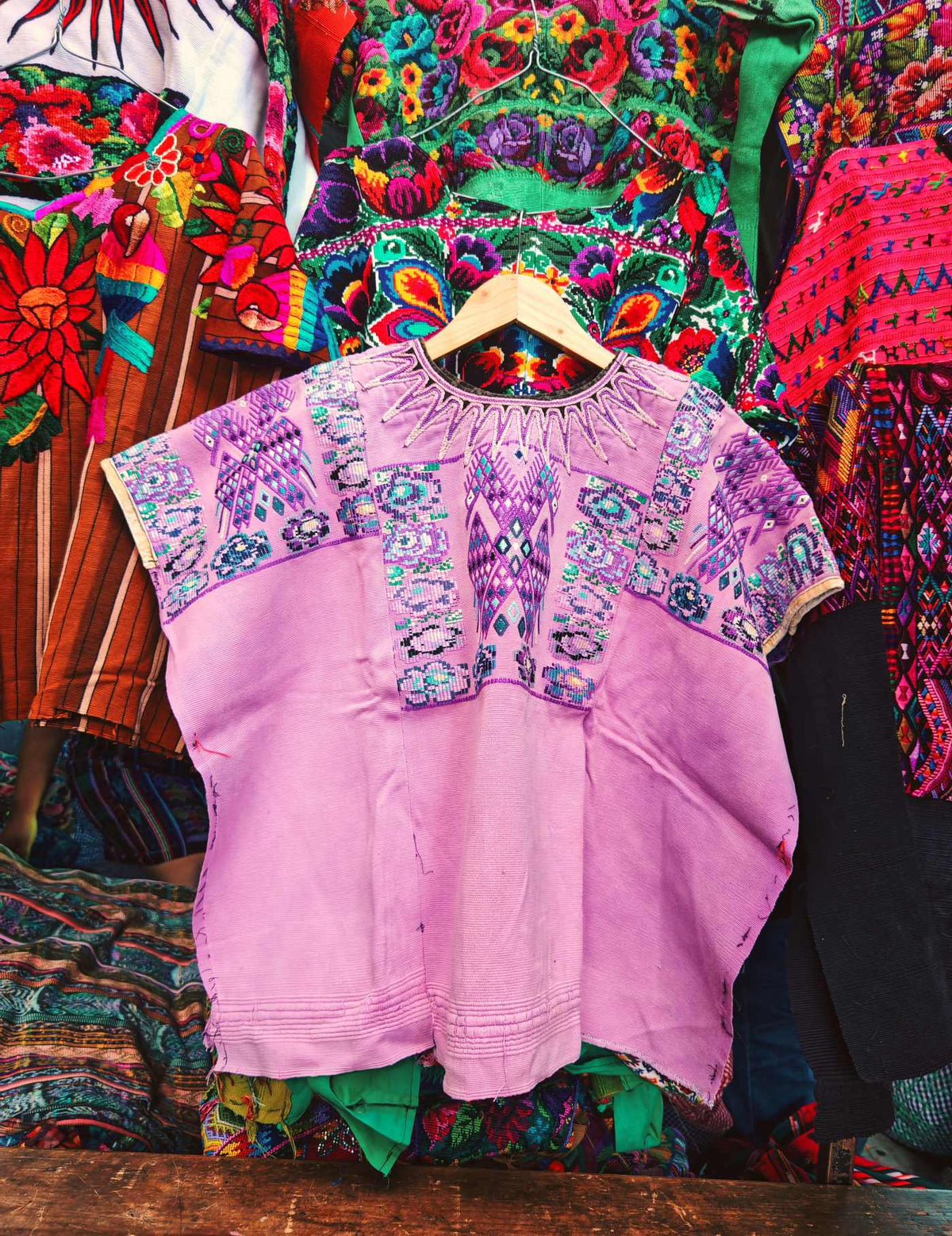 Lilac Double-Headed Horse Chichicastenango Huipil #9-226