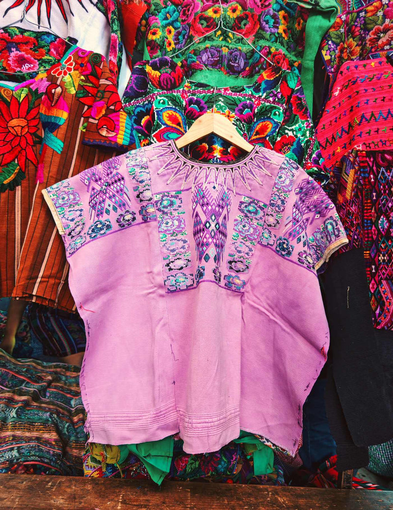 Lilac Double-Headed Horse Chichicastenango Huipil #9-226