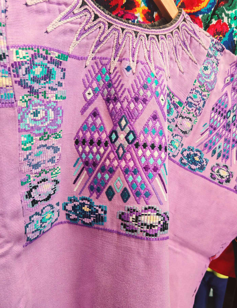 Lilac Double-Headed Horse Chichicastenango Huipil #9-226