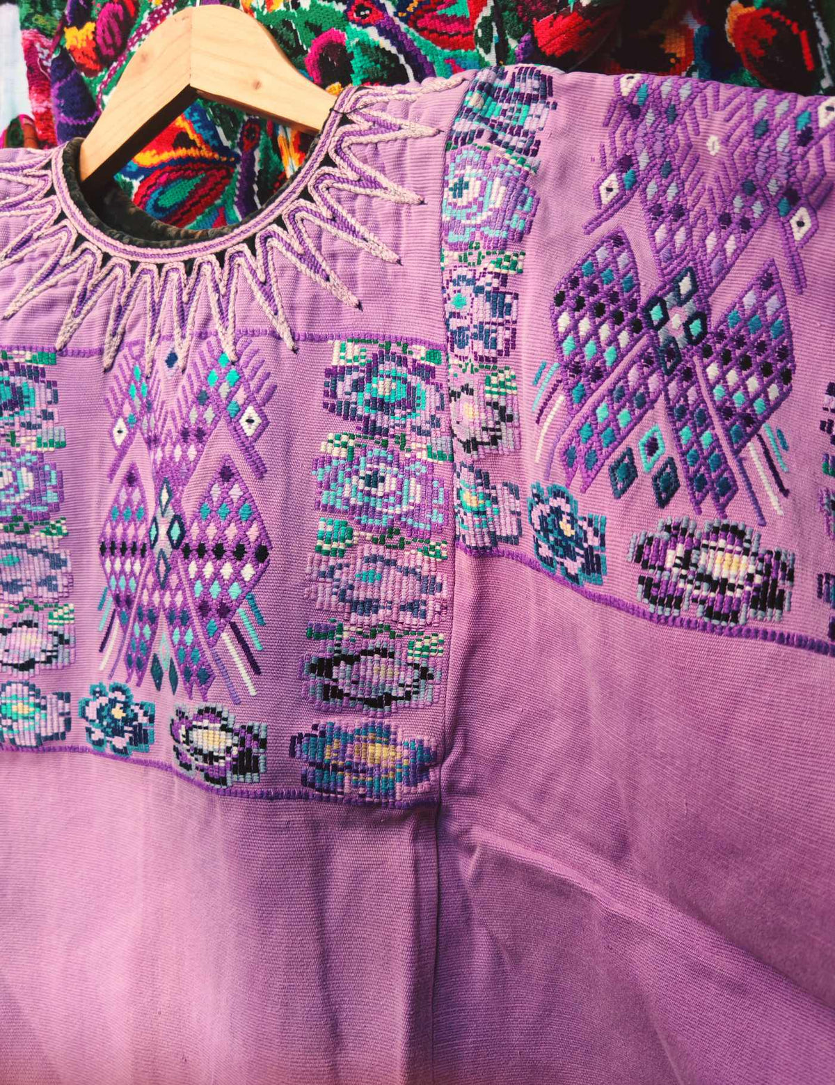 Lilac Double-Headed Horse Chichicastenango Huipil #9-226