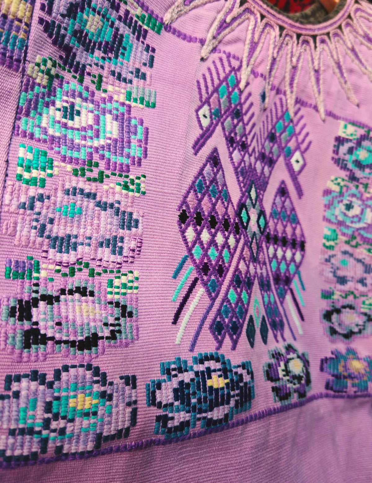 Lilac Double-Headed Horse Chichicastenango Huipil #9-226