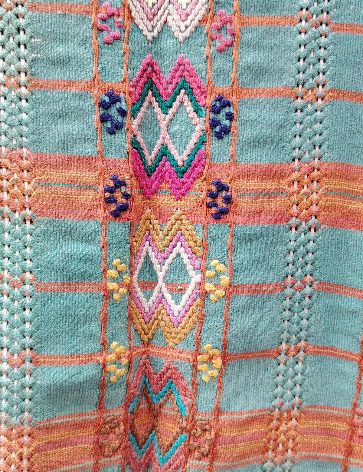 Blue and Coral Colotenango Huipil #9-228