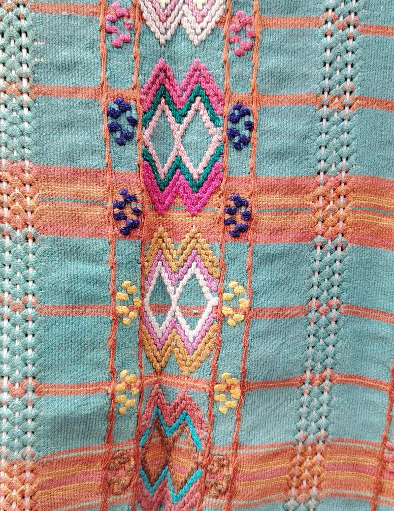 Blue and Coral Colotenango Huipil #9-228
