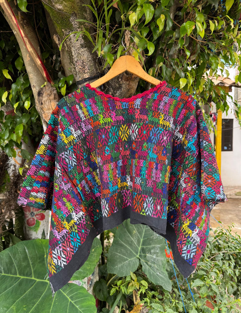 Colourful on Black Cobán Huipil #9-243