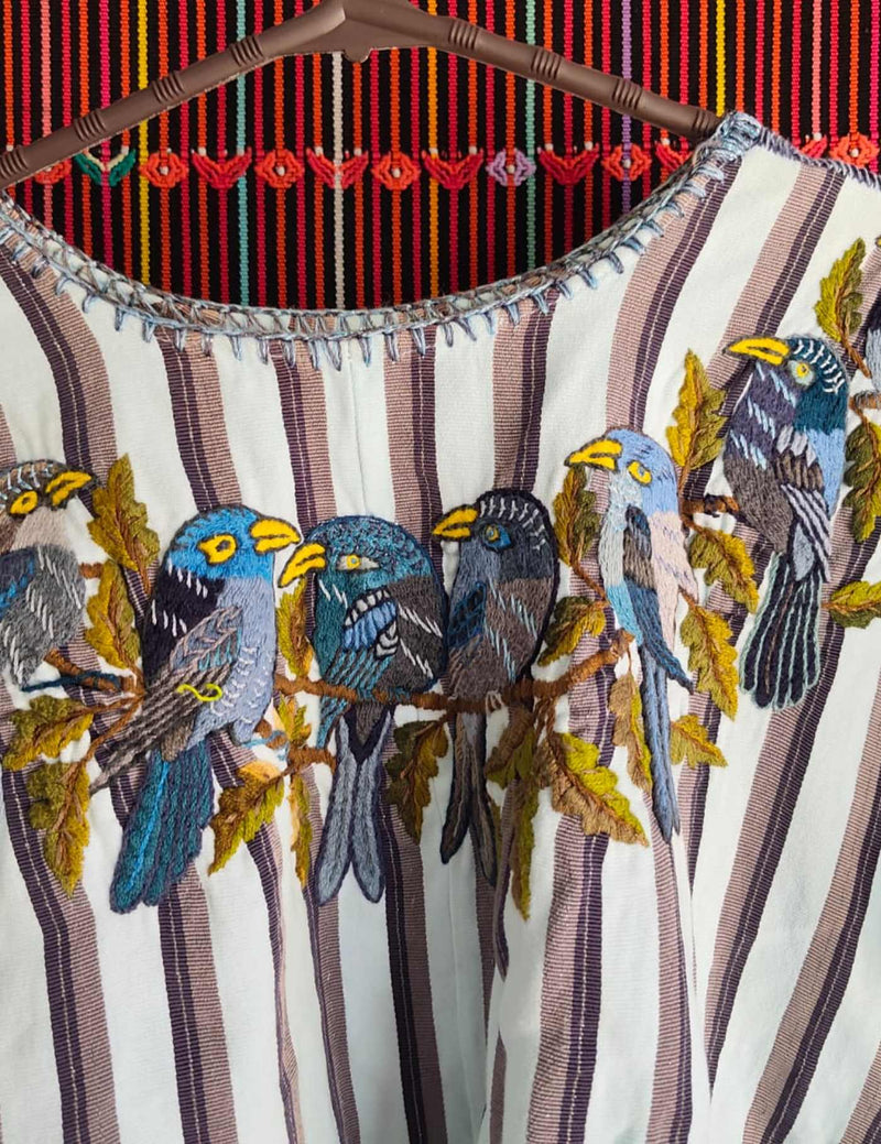 Blue and grey birds Santiago Huipil #9-248