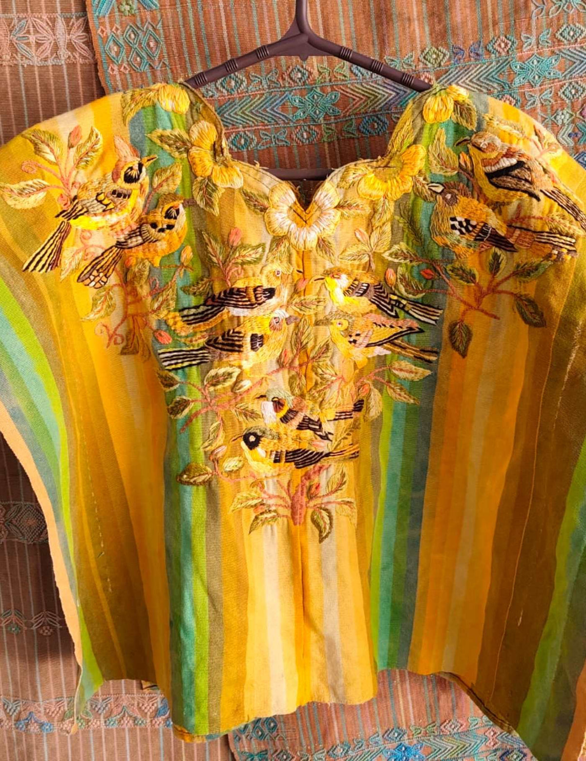 Yellow and Green birds Santiago Huipil #9-295