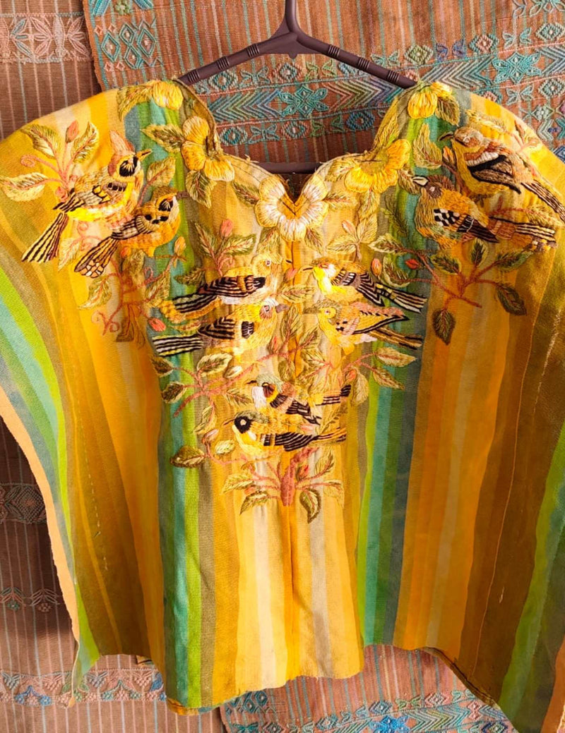 Yellow and Green birds Santiago Huipil #9-295