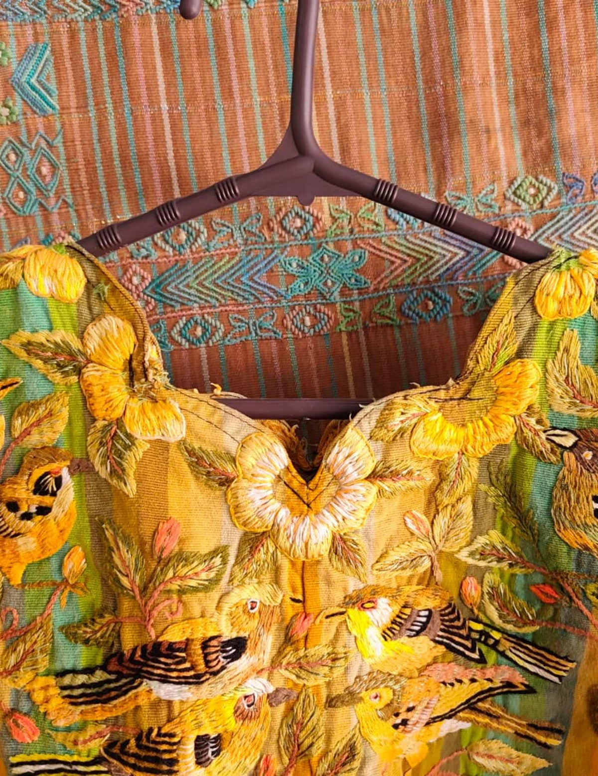 Yellow and Green birds Santiago Huipil #9-295