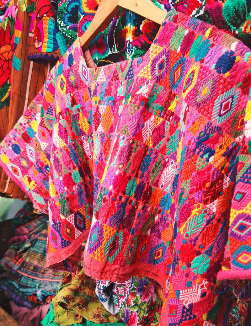Pink and Red Cobán Huipil #9-299