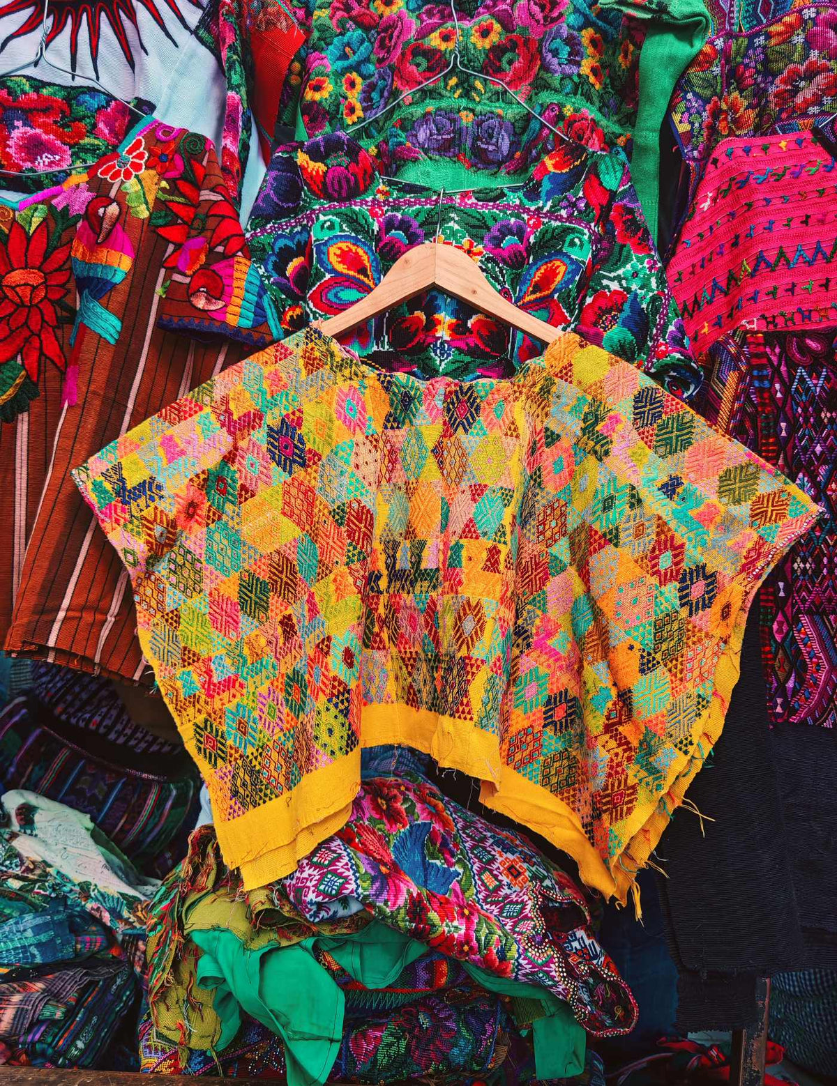 Colourful on Yellow Cobán Huipil #9-301