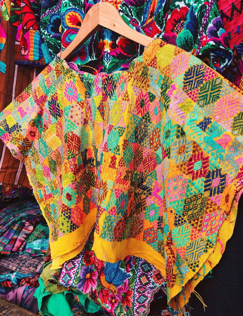 Colourful on Yellow Cobán Huipil #9-301
