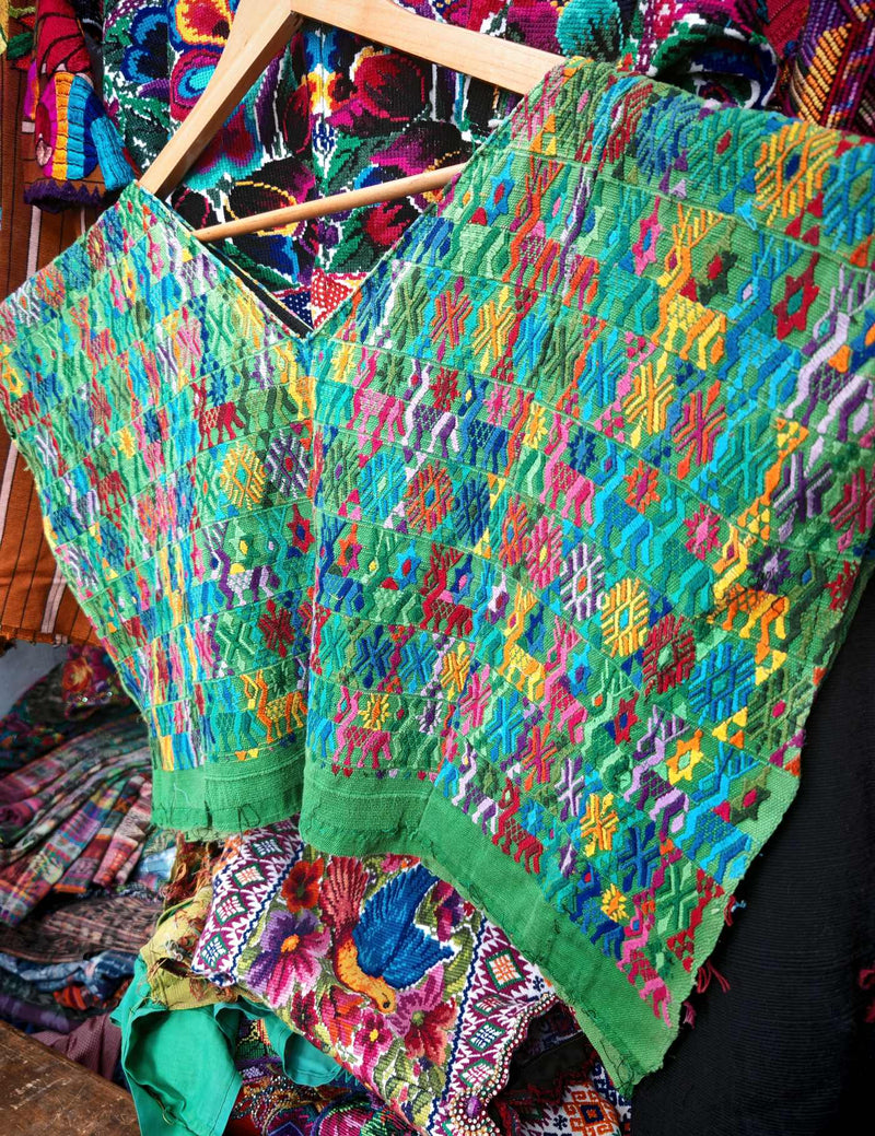 Colourful on Green Cobán Huipil #9-302