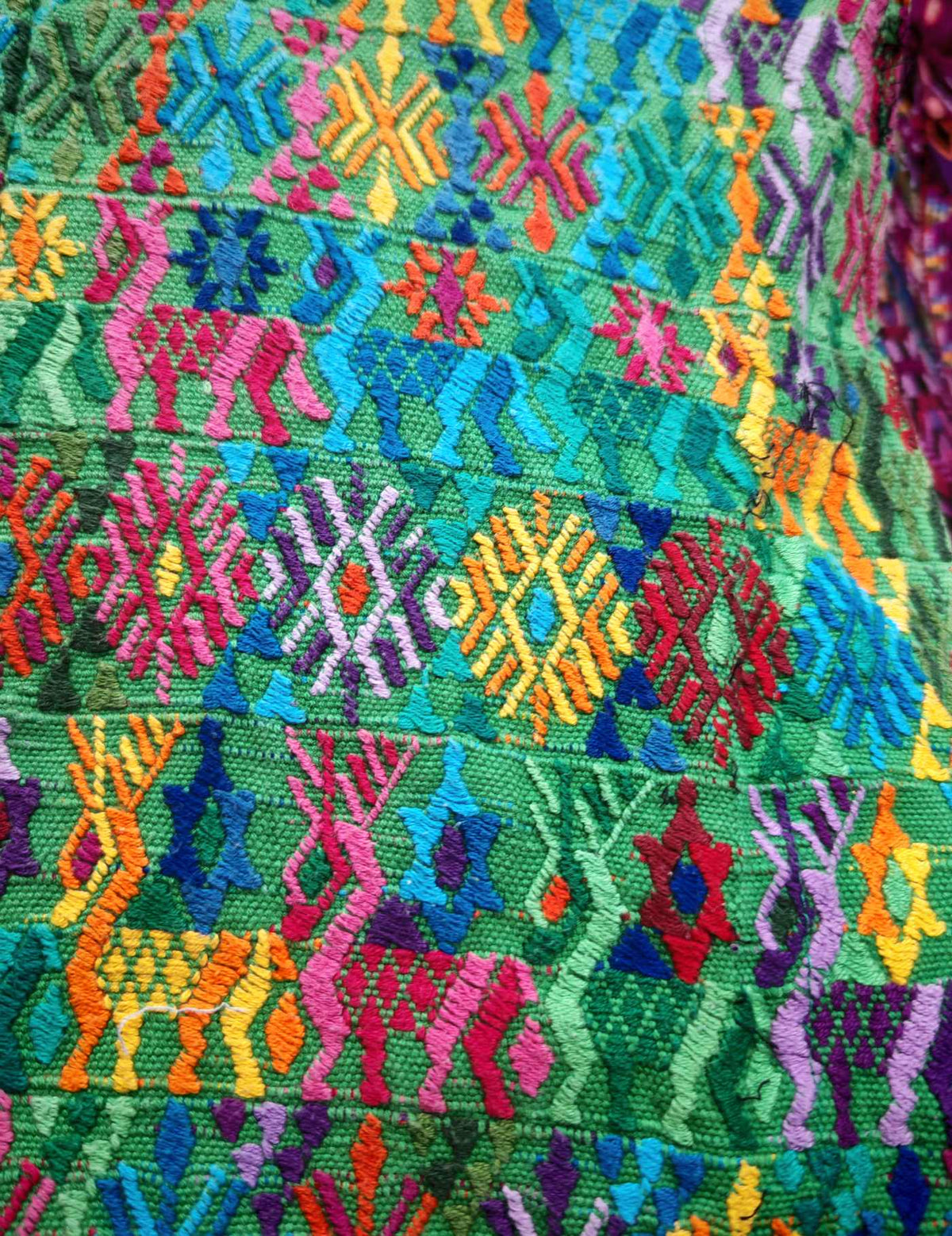 Colourful on Green Cobán Huipil #9-302