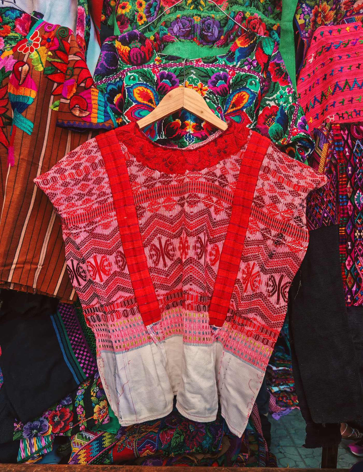 Red Geometric Xela Huipil #9-309
