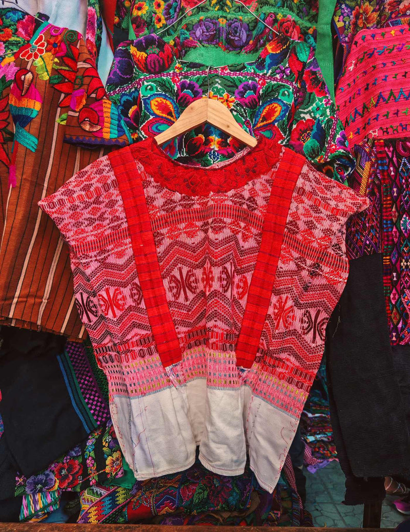 Red Geometric Xela Huipil #9-309