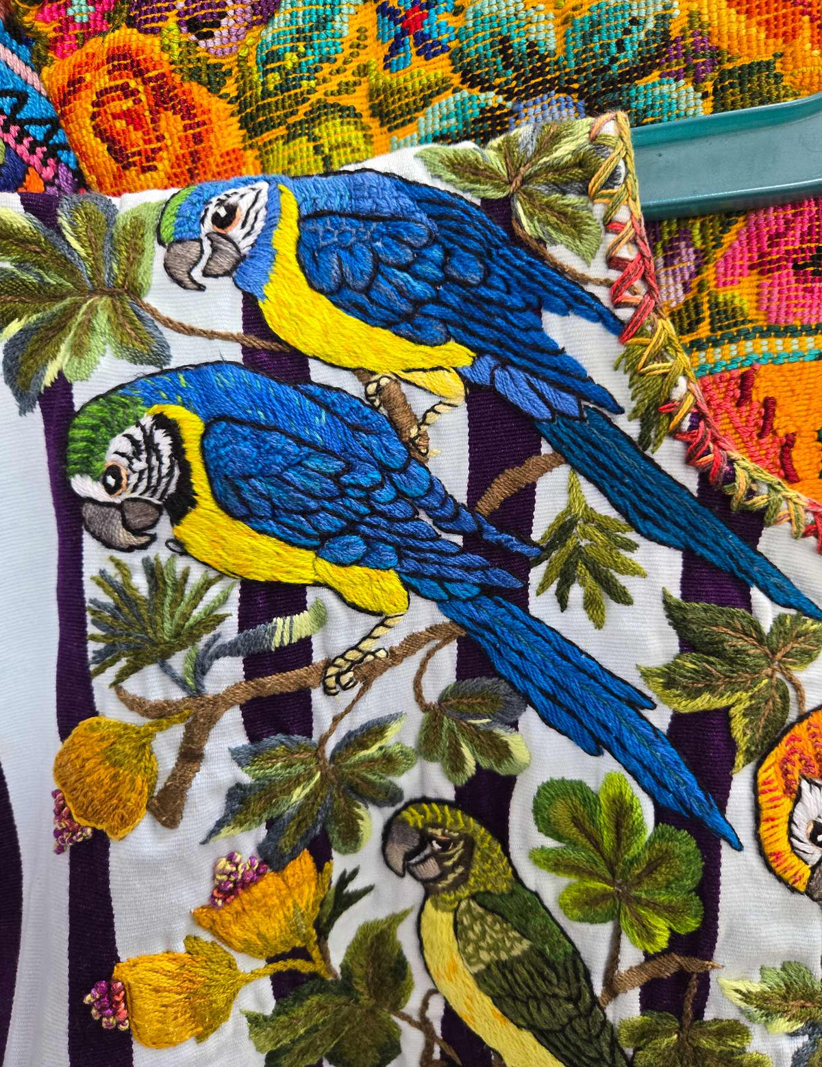 Black and White with Parrots Santiago Huipil #9-315