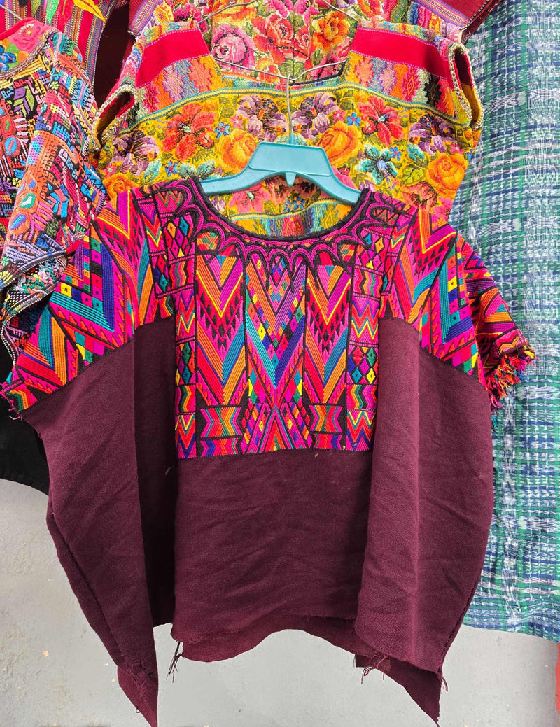 Geometrics on Maroon Chichicastenango Huipil #9-316