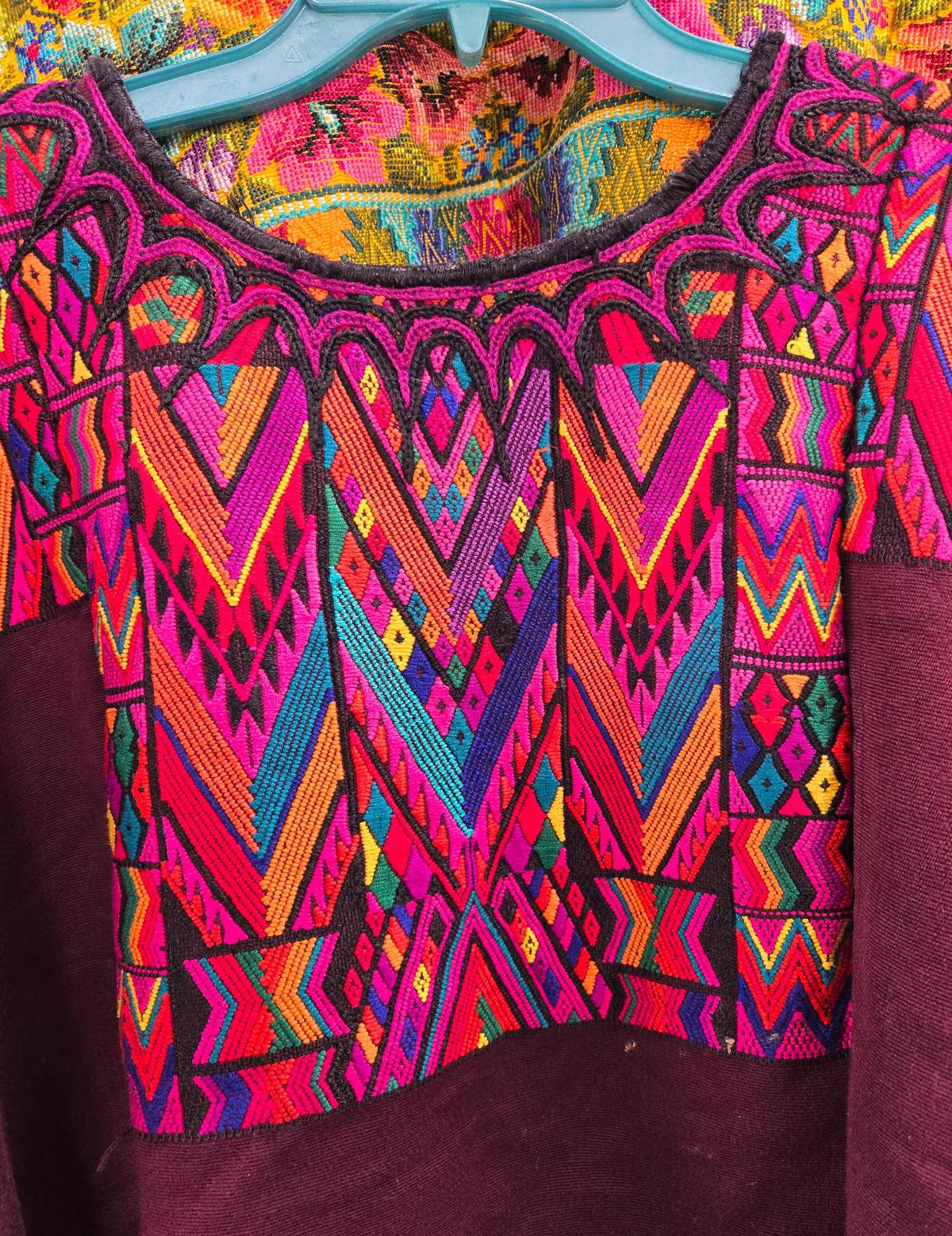 Geometrics on Maroon Chichicastenango Huipil #9-316
