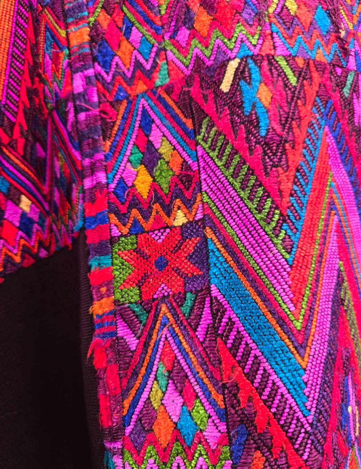 Silk Pink and Red Geometrics Chichicastenango Huipil #9-317