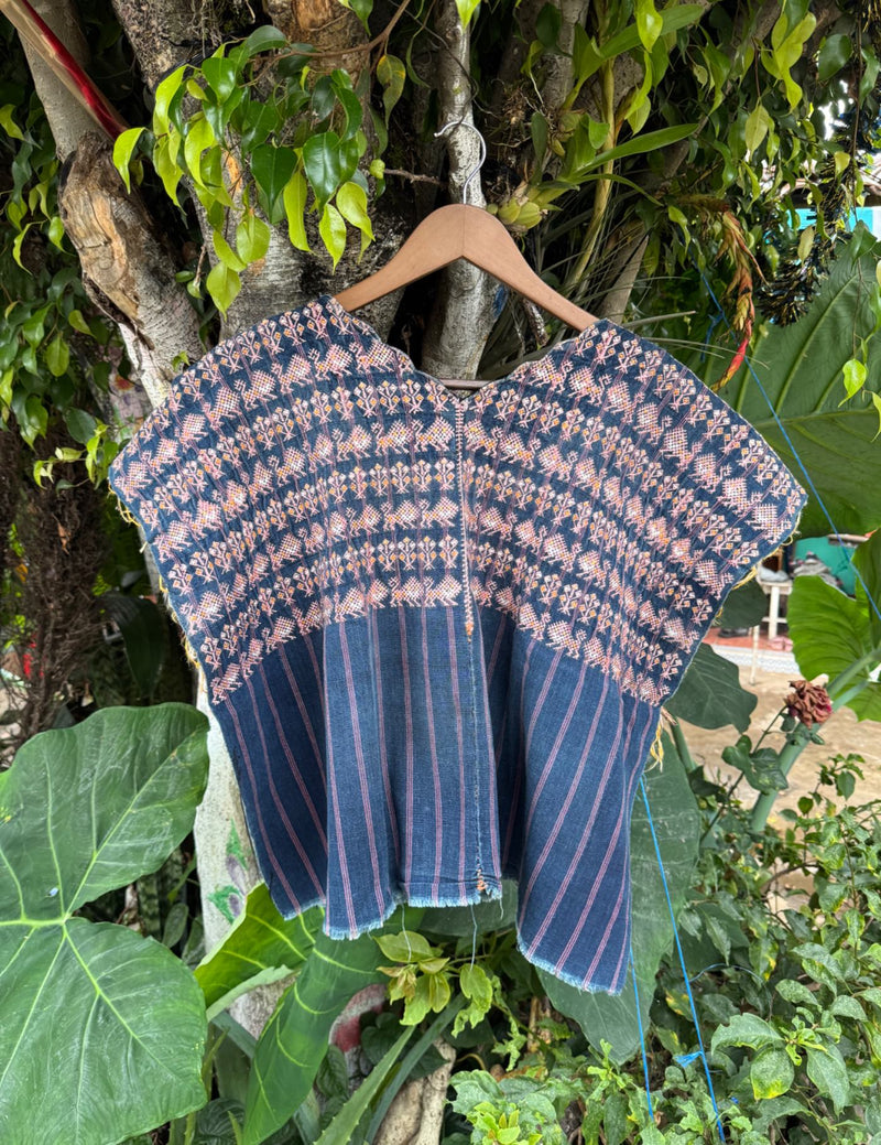 Indigo with Lions and Corn Nahualá Huipil #9-334