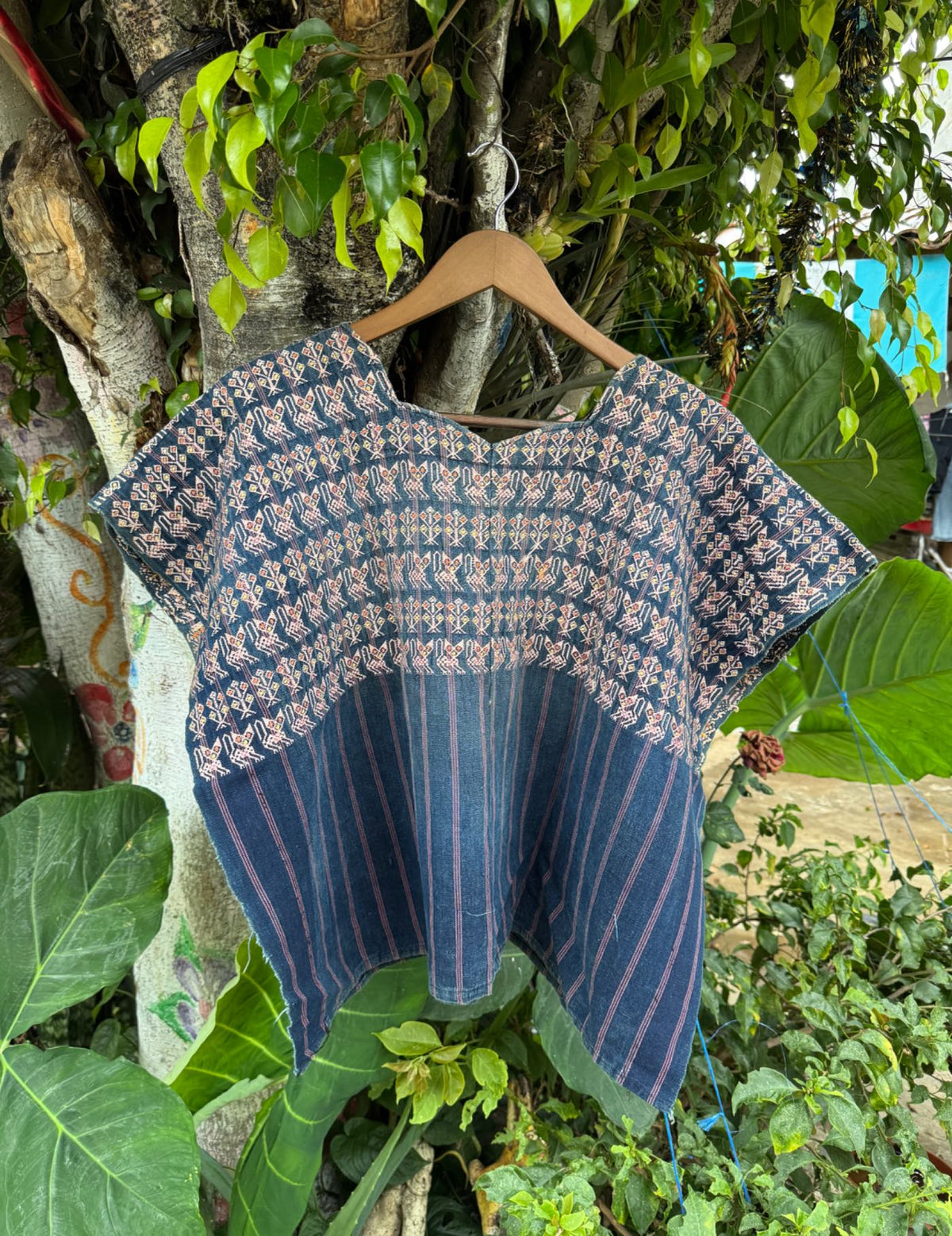 Indigo Cats and Corn Nahualá Huipil #9-335