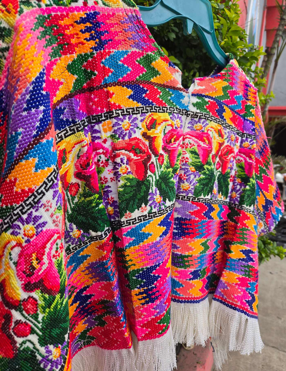 Lilies and White Fringe Comalapa Huipil #9-349