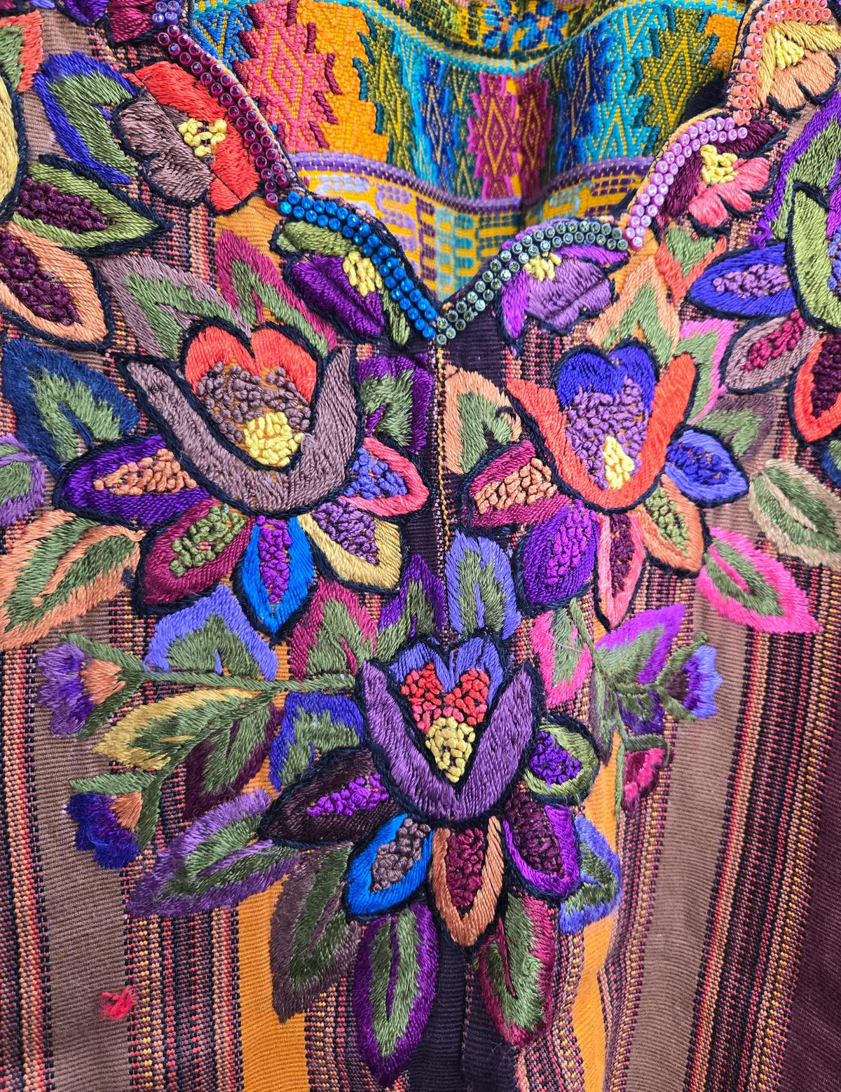 Brown and Violet Patzún Huipil #9-354