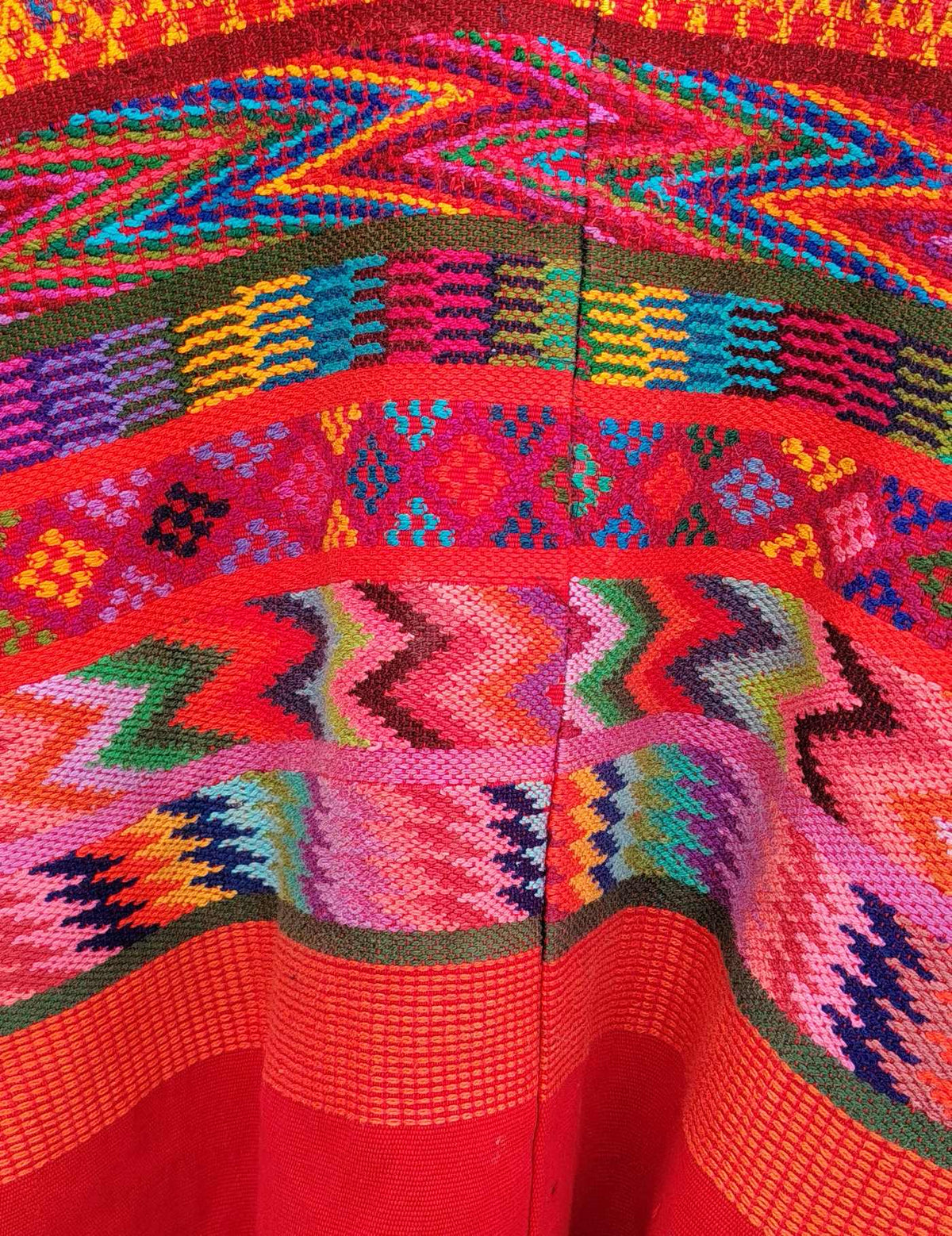 Multicoloured on Red Aguas Calientes Huipil #9-371