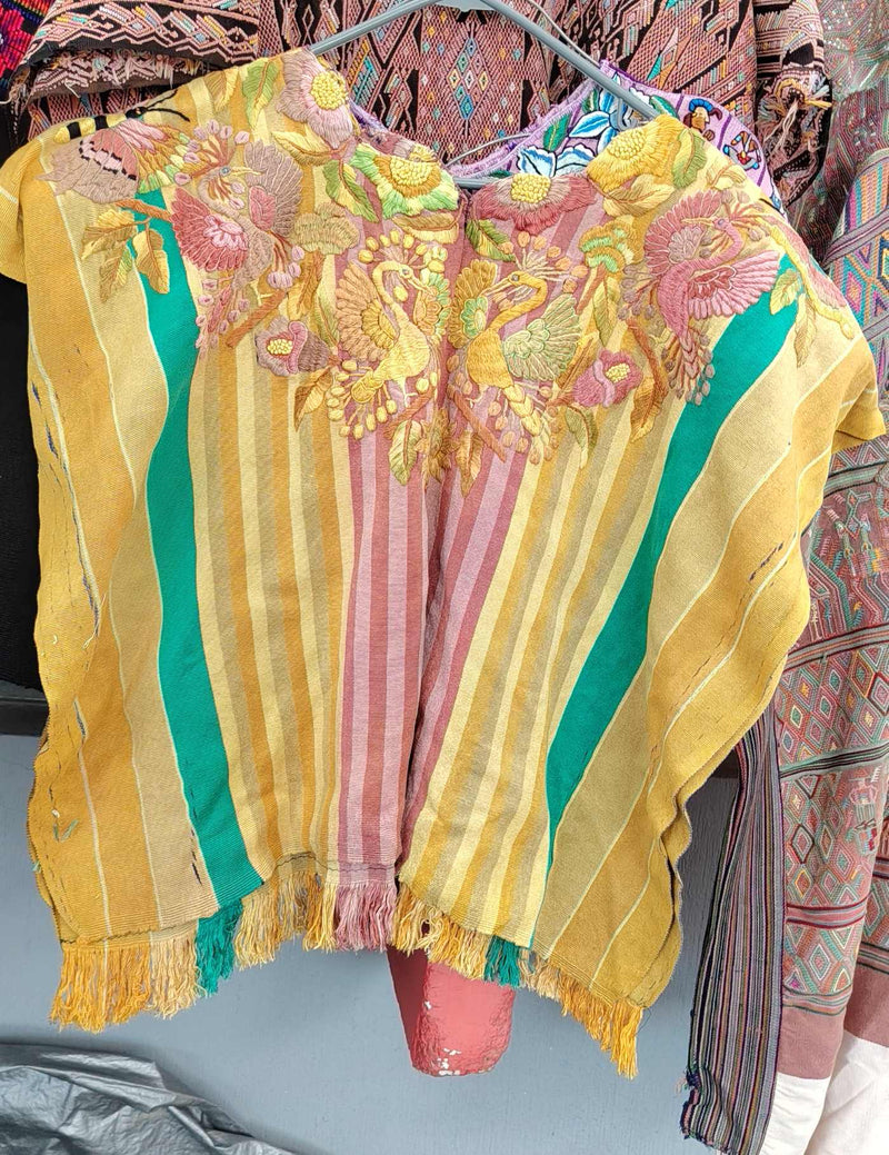 Yellow and Pink Peacock Santiago Huipil #9-374