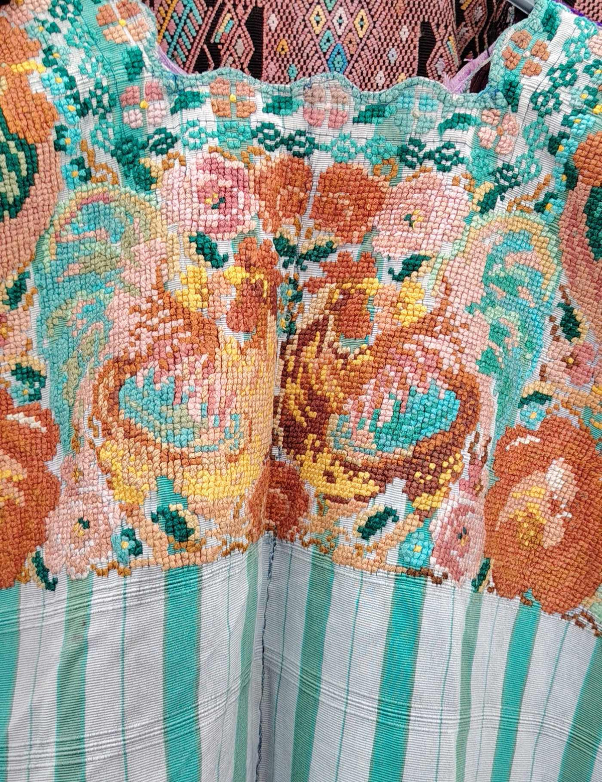 Aqua and White Santiago Huipil #9-376