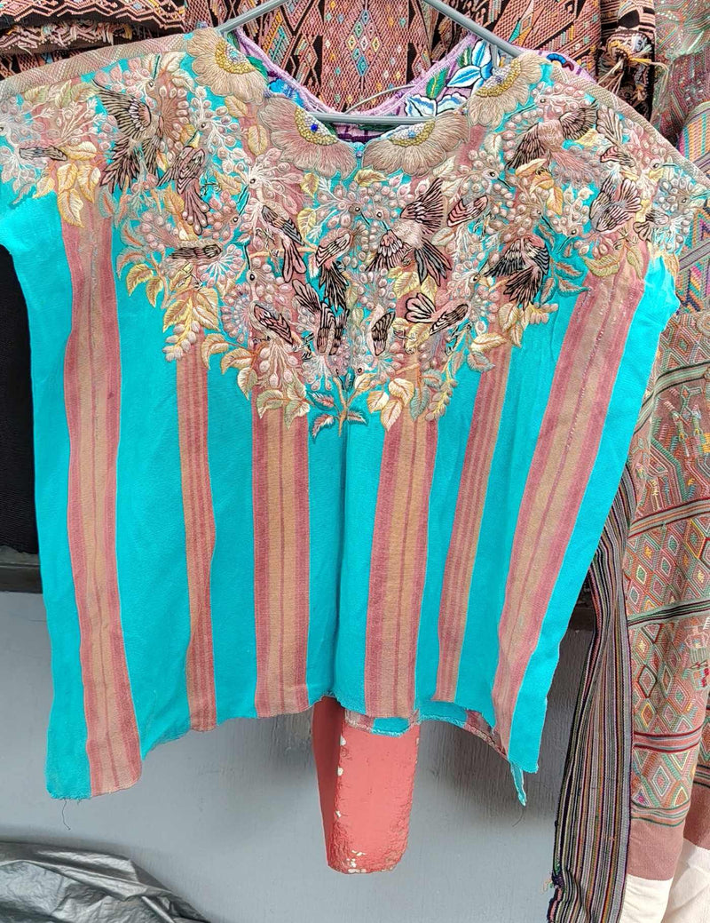 Blue and Coral Santiago Huipil #9-377