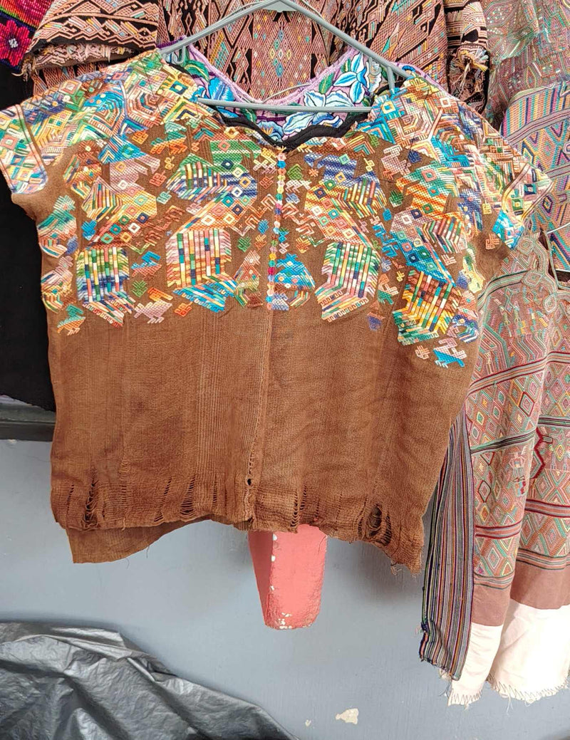 Brown with Quetzales Nahualá Huipil #9-383