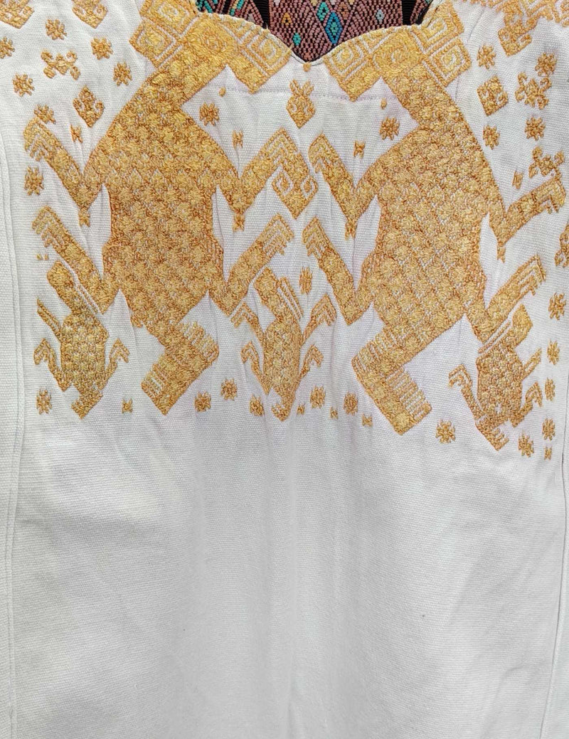 White and Gold Nahualá Huipil #9-384