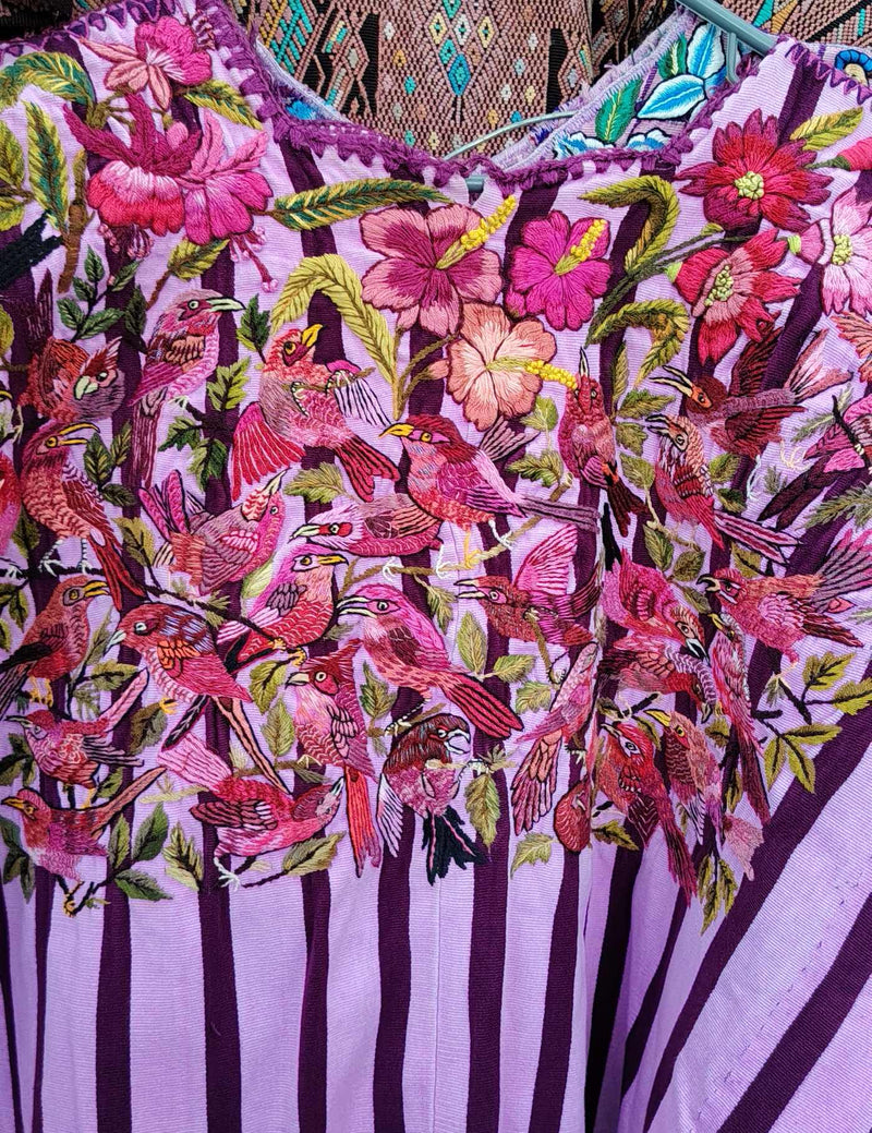 Pink and Burgundy Stripes Santiago Huipil #9-388